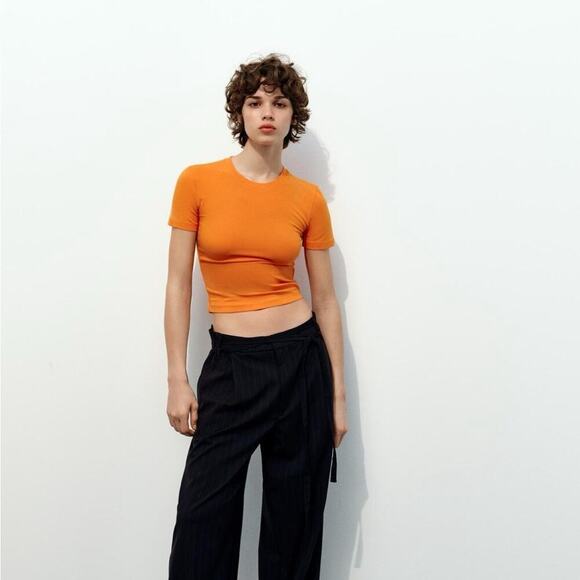 Zara Orange Crop Top SHORT-SLEEVED T-SHIRT
Size Xsmall NWT - Picture 3 of 8